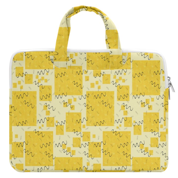 Party Confetti Yellow Squares MacBook Pro 16  Double Pocket Laptop Bag 