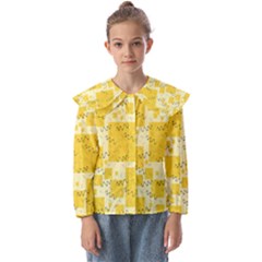 Party Confetti Yellow Squares Kids  Peter Pan Collar Blouse by pakminggu