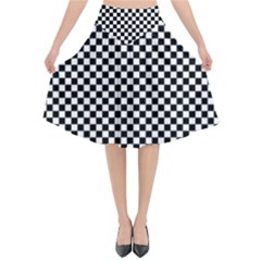 Background Black Board Checker Checkerboard Flared Midi Skirt by pakminggu