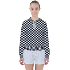 Background Black Board Checker Checkerboard Women s Tie Up Sweat