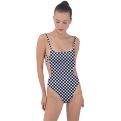 Background Black Board Checker Checkerboard Tie Strap One Piece Swimsuit by pakminggu