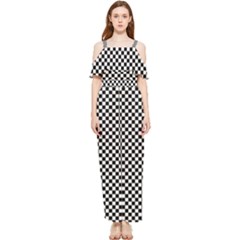 Background Black Board Checker Checkerboard Draped Sleeveless Chiffon Jumpsuit by pakminggu