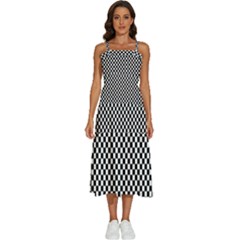 Background Black Board Checker Checkerboard Sleeveless Shoulder Straps Boho Dress by pakminggu