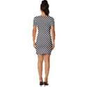 Background Black Board Checker Checkerboard Fitted Knot Split End Bodycon Dress View4