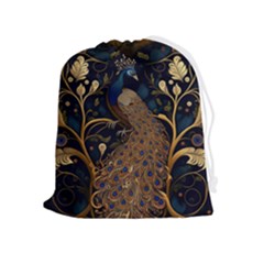 Peacock Plumage Bird  Pattern Graceful Drawstring Pouch (xl)