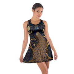 Peacock Plumage Bird  Pattern Graceful Cotton Racerback Dress by pakminggu