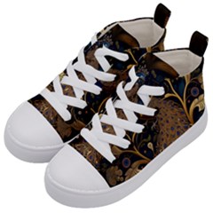 Peacock Plumage Bird  Pattern Graceful Kids  Mid-top Canvas Sneakers by pakminggu