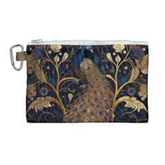 Peacock Plumage Bird  Pattern Graceful Canvas Cosmetic Bag (large) by pakminggu