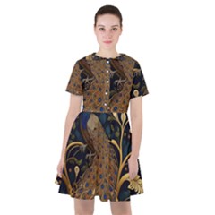 Peacock Plumage Bird  Pattern Graceful Sailor Dress