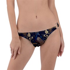 Peacock Plumage Bird  Pattern Graceful Ring Detail Bikini Bottoms by pakminggu