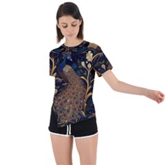 Peacock Plumage Bird  Pattern Graceful Asymmetrical Short Sleeve Sports Tee by pakminggu