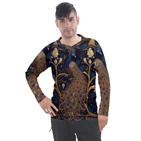 Peacock Plumage Bird  Pattern Graceful Men s Pique Long Sleeve Tee by pakminggu