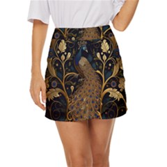 Peacock Plumage Bird  Pattern Graceful Mini Front Wrap Skirt by pakminggu