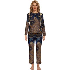 Peacock Plumage Bird  Pattern Graceful Womens  Long Sleeve Lightweight Pajamas Set by pakminggu