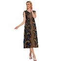 Peacock Plumage Bird  Pattern Graceful V-Neck Drawstring Shoulder Sleeveless Maxi Dress View3