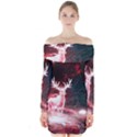 Deer Animal Moon Planet Space Fantasy Long Sleeve Off Shoulder Dress View1