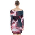 Deer Animal Moon Planet Space Fantasy Long Sleeve Off Shoulder Dress View2