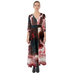 Deer Animal Moon Planet Space Fantasy Button Up Boho Maxi Dress by pakminggu