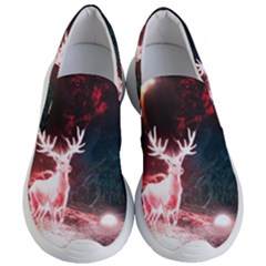 Deer Animal Moon Planet Space Fantasy Women s Lightweight Slip Ons by pakminggu