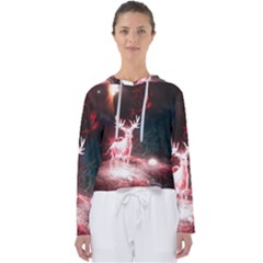 Deer Animal Moon Planet Space Fantasy Women s Slouchy Sweat