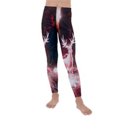 Deer Animal Moon Planet Space Fantasy Kids  Lightweight Velour Leggings by pakminggu