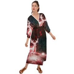 Deer Animal Moon Planet Space Fantasy Grecian Style  Maxi Dress by pakminggu