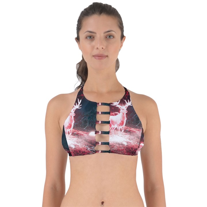 Deer Animal Moon Planet Space Fantasy Perfectly Cut Out Bikini Top