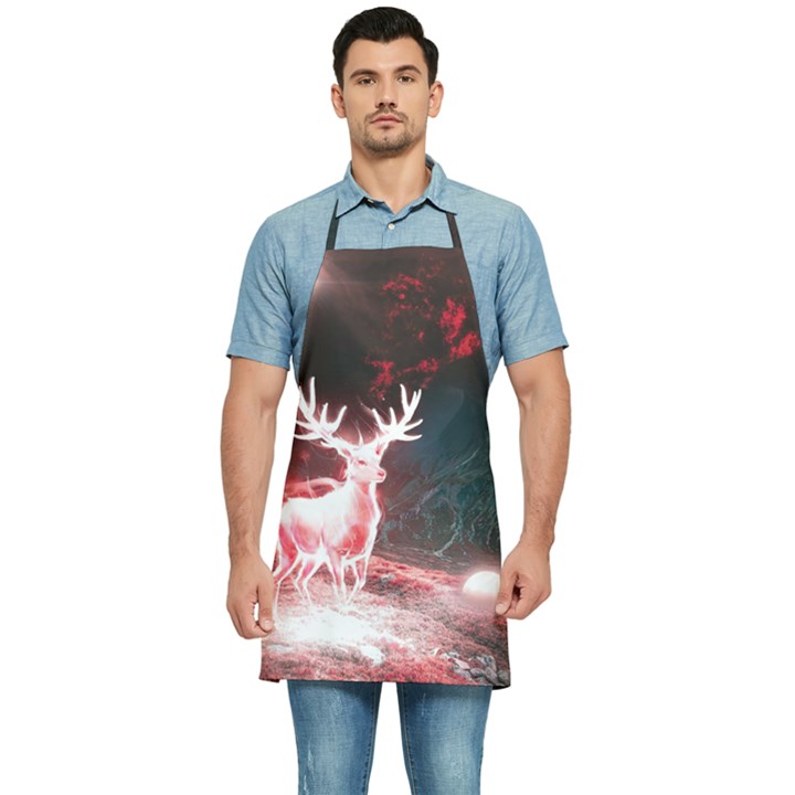 Deer Animal Moon Planet Space Fantasy Kitchen Apron