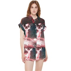 Deer Animal Moon Planet Space Fantasy Chiffon Lounge Set by pakminggu