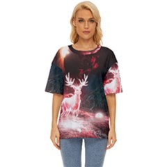 Deer Animal Moon Planet Space Fantasy Oversized Basic Tee by pakminggu