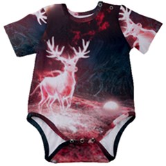 Deer Animal Moon Planet Space Fantasy Baby Short Sleeve Bodysuit by pakminggu