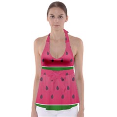 Watermelon Fruit Summer Red Fresh Food Healthy Babydoll Tankini Top by pakminggu