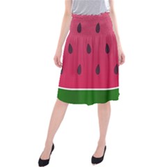 Watermelon Fruit Summer Red Fresh Food Healthy Midi Beach Skirt