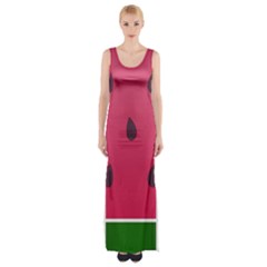 Watermelon Fruit Summer Red Fresh Food Healthy Thigh Split Maxi Dress