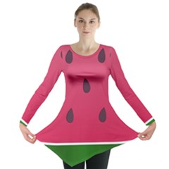 Watermelon Fruit Summer Red Fresh Food Healthy Long Sleeve Tunic  by pakminggu