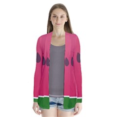 Watermelon Fruit Summer Red Fresh Food Healthy Drape Collar Cardigan by pakminggu