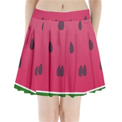 Watermelon Fruit Summer Red Fresh Food Healthy Pleated Mini Skirt by pakminggu