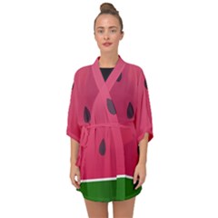 Watermelon Fruit Summer Red Fresh Food Healthy Half Sleeve Chiffon Kimono by pakminggu