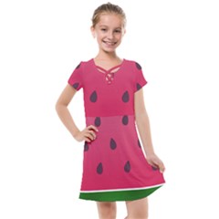 Watermelon Fruit Summer Red Fresh Food Healthy Kids  Cross Web Dress by pakminggu