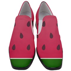 Watermelon Fruit Summer Red Fresh Food Healthy Women Slip On Heel Loafers by pakminggu