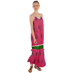 Watermelon Fruit Summer Red Fresh Food Healthy Cami Maxi Ruffle Chiffon Dress by pakminggu