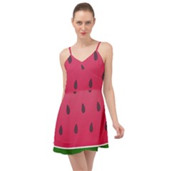 Watermelon Fruit Summer Red Fresh Food Healthy Summer Time Chiffon Dress by pakminggu