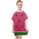 Watermelon Fruit Summer Red Fresh Food Healthy Kids  One Piece Chiffon Dress View1