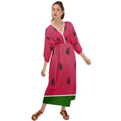 Watermelon Fruit Summer Red Fresh Food Healthy Grecian Style  Maxi Dress by pakminggu