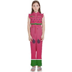 Watermelon Fruit Summer Red Fresh Food Healthy Kids  Sleeveless Ruffle Edge Band Collar Chiffon One Piece by pakminggu