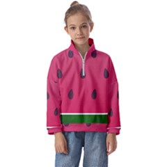 Watermelon Fruit Summer Red Fresh Food Healthy Kids  Half Zip Hoodie by pakminggu