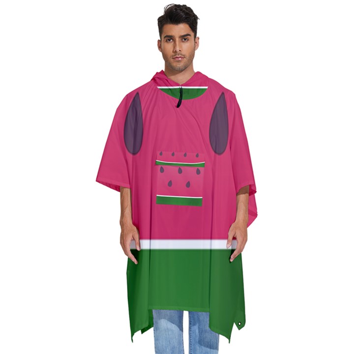 Watermelon Fruit Summer Red Fresh Food Healthy Men s Hooded Rain Ponchos