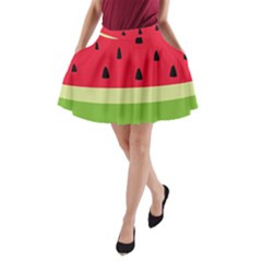 Watermelon Fruit Food Healthy Vitamins Nutrition A-line Pocket Skirt by pakminggu