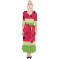 Watermelon Fruit Food Healthy Vitamins Nutrition Quarter Sleeve Wrap Maxi Dress by pakminggu