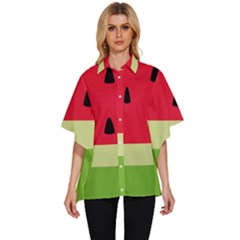 Watermelon Fruit Food Healthy Vitamins Nutrition Women s Batwing Button Up Shirt